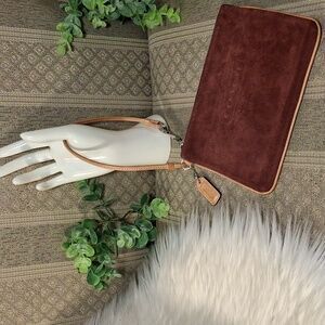 Coach Vintage 1941 Suede Burgundy Wristlet